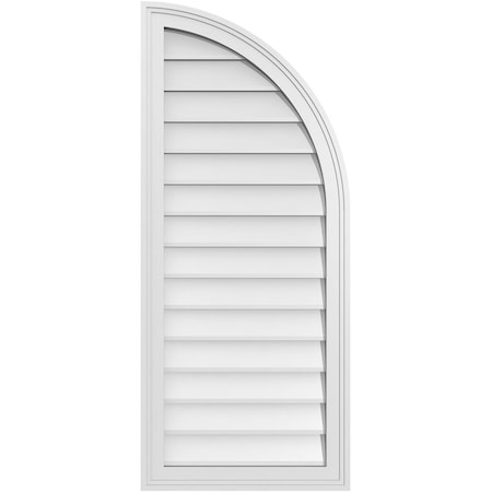 Ekena Millwork Quarter Round Top Right Surface Mount PVC Gable Vent w/ 2"W x 1-1/2"P Brickmould Frame, 18"W x 42"H GVPQR18X4202SN